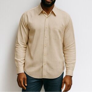 Vintae 80’s Balmain Pinstriped Cotton Blend Dress Shirt